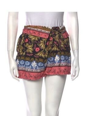 Aqua bendita fold over linen shorts